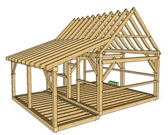 Timber Frame Cabin PRINTED Plans 16’x20′ w/porch 2 doors, plans on 8 1/2×11 new