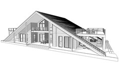 100’x54’ 4-Beds 4-Baths Charming A-Frame Architectural Build Plans PDF Download