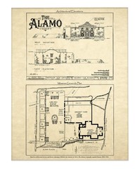 The Alamo Architectural Elevations Mission San Antonio de Valero Historic Art