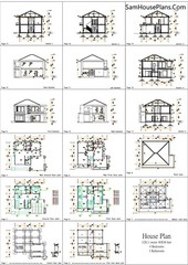 40×36 Feet House design Plans 12×11 Meter 4 Beds 3 Baths Hip Roof (A4 Hard Copy)