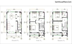 18×26 Feet 4 Beds 5 Baths House Plans 5.5×8 Meter Shed Roof (A4 Hard Copy)