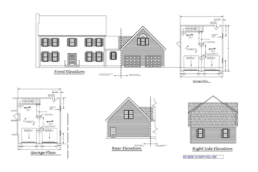 26′ X 28′ GARAGE ADDITION PLANS – COLONIAL ADDITION – PLAN 23-2628-GAP-12-COL-OM
