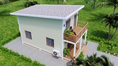 13×23 Feet Small House Design 4×7 Meter 2 Beds 1 Bath Shed Roof (A4 Hard Copy)