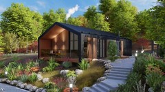 Barn House 2 Bed, Bathroom, Living Room, Terrace CAD Blueprints Metric/Imperial