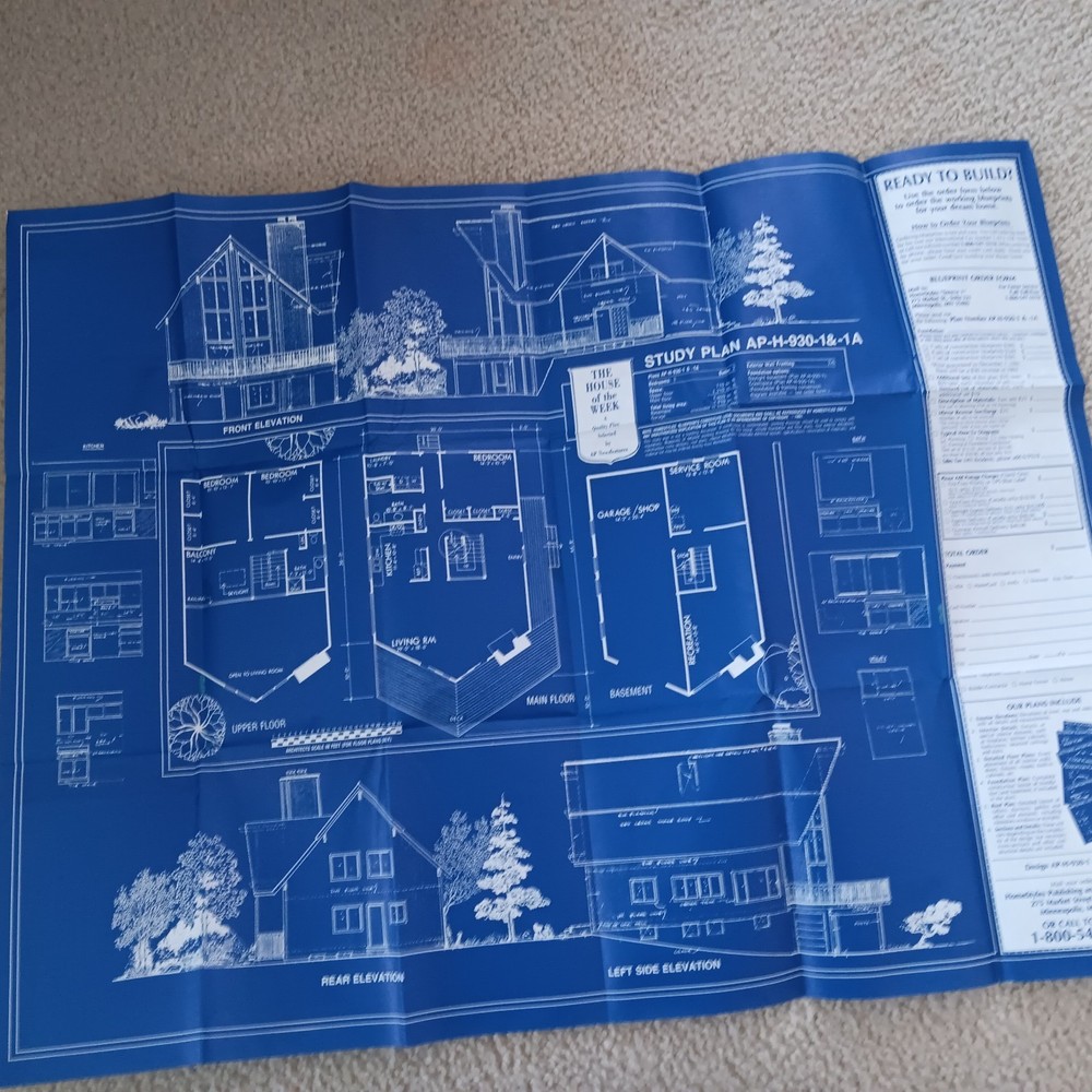 HOUSE OF THE WEEK STUDY PLAN. VINTAGE AP NEWSFEATURES, ARCHITECT DESIGNED HOUSES