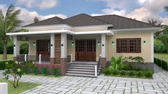 One Story House Plans 12×11 Meter 39×36 Feet 3 Beds Hip Roof (A4 Hard Copy)