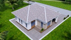 38×42 Feet House Plans 11.5×12.7 Meter 3 Bed 2 Bath Hip Roof PDF (A4 Hard Copy)