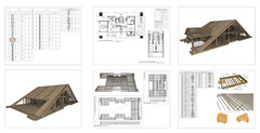 100’x54’ 4-Beds 4-Baths Charming A-Frame Architectural Build Plans PDF Download