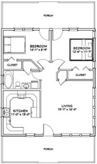 28×32 House — 2 Bedroom 1 Bath — 895 sq ft — PDF Floor Plan — Model 1G