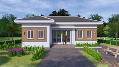 House Plan 12×8 Meter 40×27 Feet 3 Beds 2 Baths Hip Roof PDF (A4 Hard Copy)