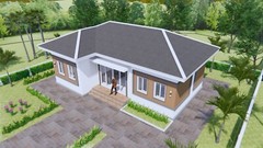 House Plan 12×8 Meter 40×27 Feet 3 Beds 2 Baths Hip Roof PDF (A4 Hard Copy)