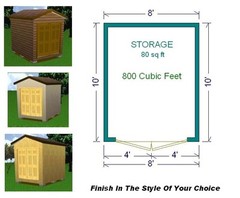 8×10 Storage Shed Plans Package, Blueprints, Material List & Instructions