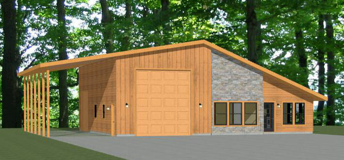 46×48 House – 2 Bedroom 2 Bath 1 RV – 1,157 sqft – PDF Floor Plan – Model 2A