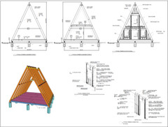 34’x28’ 1 Bedroom, 1 Bath Cozy A-Frame Cabin Architectural Plans PDF Download.