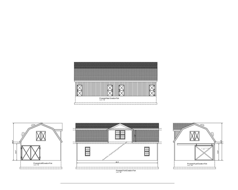 24X48 48X24 HORSE BARN PLANS GAMBREL ROOF POLE BARN CONST #20-2448-HB-GMB-8