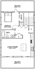 24×32 House — 1 Bedroom 1.5 Bath — 830 sq ft — PDF Floor Plan — Model 7A
