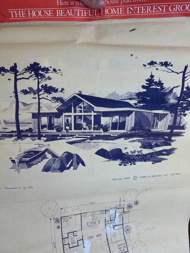 COMPLETE 8 + Sheet VINTAGE A-Frame Cabin Blueprints National Plan RARE