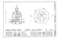Victorian Octagon house plan, many bedrooms, porch, architectural PRINTED PLANS