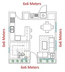 Modern Tiny House Plans 20×20 Ft – 2 Bedroom & 1 and half Bath – PDF Floor Plan