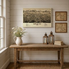 Santa Fe New Mexico 1882 Bird’s Eye View Historic City Map Vintage Wall Art