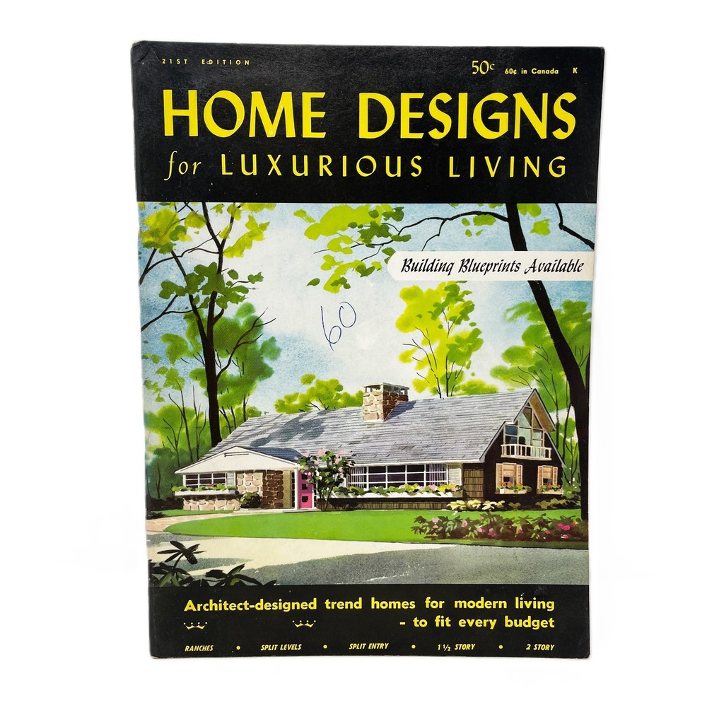1963 Vintage MCM HOME DESIGNS Luxurious Living House Plan Catalog Magazine 21st