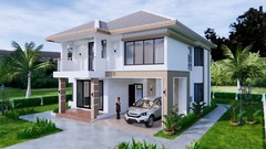 Custom House Plans 30×36 Feet 9×11 Meter 4 Beds 3 Baths Hip Roof (A4 Hard Copy)