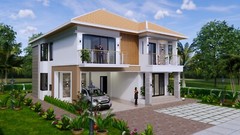 36×40 Feet House Design Plan 11×12 Meter 4 Beds 5 Baths Hip Roof (A4 Hard Copy)