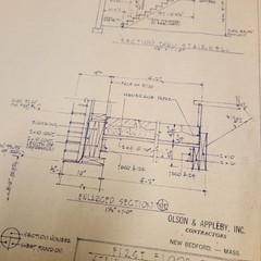 Vintage House Blueprint 33×17 1964 Mid Century Modern Drawing Art Glen Ellyn IL