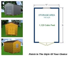 10×14 Storage Shed Plans Package, Blueprints, Material List & Instructions