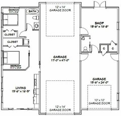 50×48 1-RV 1-Car Garage 2 Br 1.5 Ba – PDF FloorPlan – 2,274 sqft – Model 5E