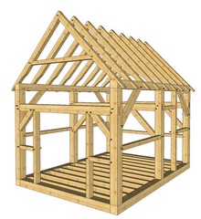 Timber Frame Shed Plans size 12′ x 16′ with 2 doors, printed plans on 8 1/2×11