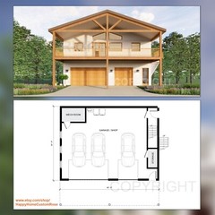 Big Sky Barndominium House Plan Blueprints – 2 Bed 2 Bath 2400sf – 3 Garage