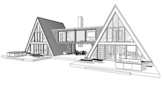 86’x45’ 6 Beds, 4 Baths Double A-Frame House Architecture Build Plans PDF.