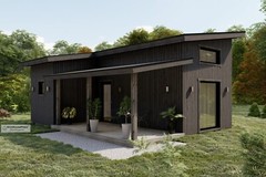 20’x28′ Modern Tiny House Plans, Lean Cabin Architectural Construction Blueprint
