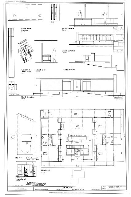 Mid-century modern home design, Lee House, architectural house plans, 4 bedrooms