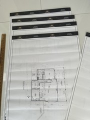 Set of Five (5) Three Page Architectural Drawings of Basement Plans Foundation