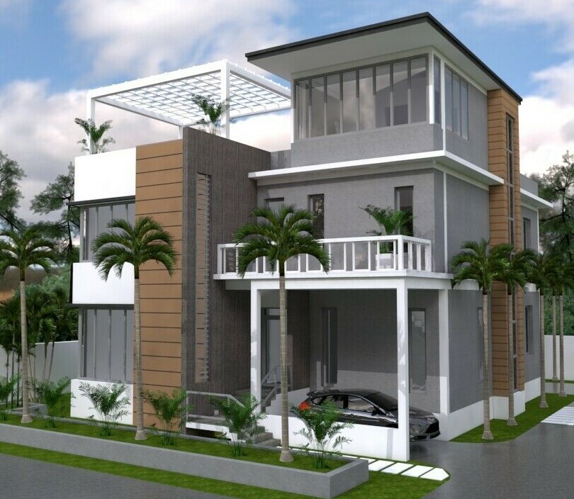 Custom Home Plan 12×14 Meter 40×48 Feet 3 Beds 4 Baths Terrace (A4 Hard Copy)