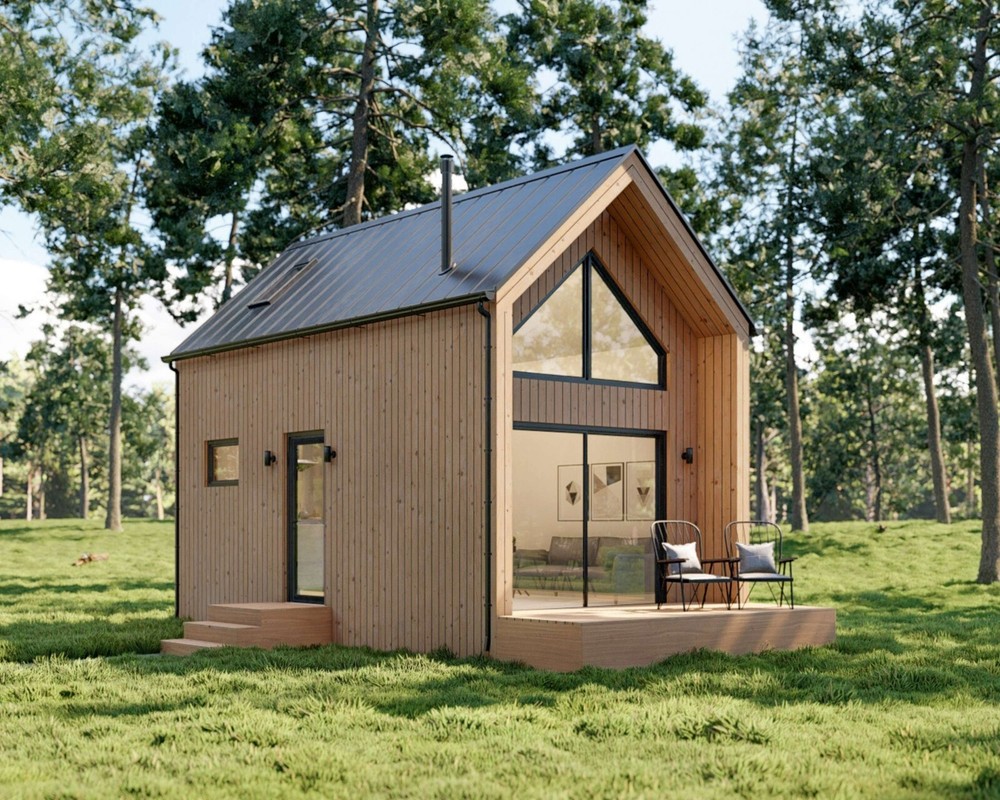 Modern Cabin House, 12′ x 20′, 512 Sq Ft, Tiny House, Architectural Plans