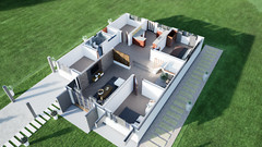 Modern House Plan/4 Bedroom, BR & Kitchen Drawing(44’x34’) with CAD file & PDF