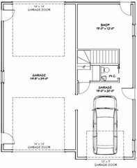 36×42 Apartment with 1-Car 1-RV Garage — PDF Floor Plan — 961 sqft — Model 2C