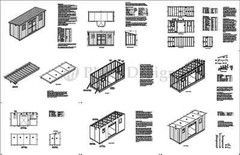 Storage Shed Plans 6′ x 16′ Modern Roof style #D0616M, Material List Included