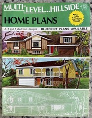 Vintage 1972 MCM Multi-Level Hillside Home Plans Design Catalog Blueprints