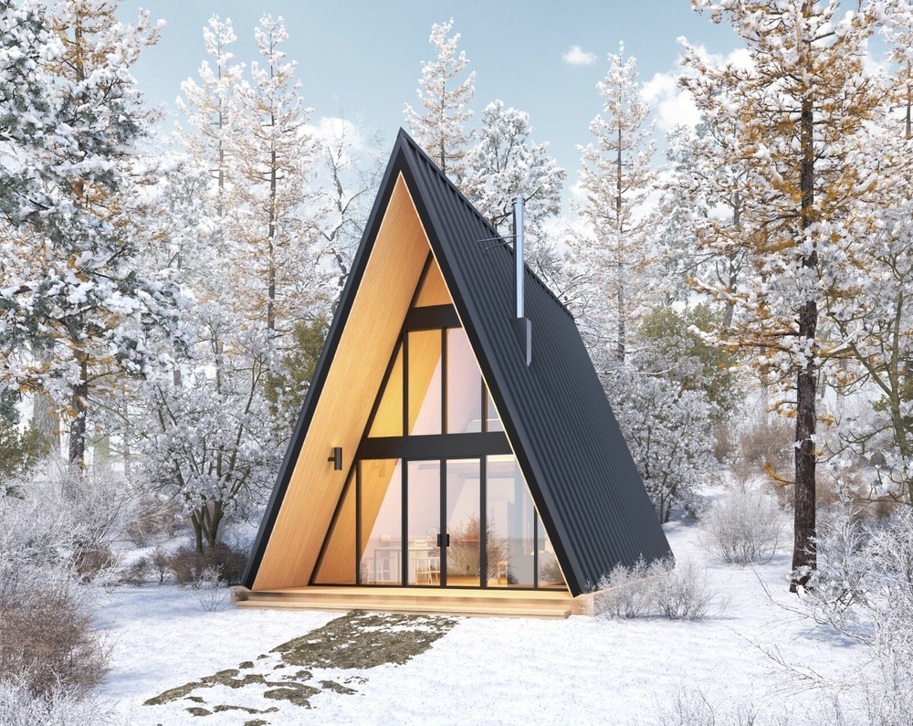 20′ x 28′ Modern A-Frame Cabin Architectural Plans Blueprint PDF Download