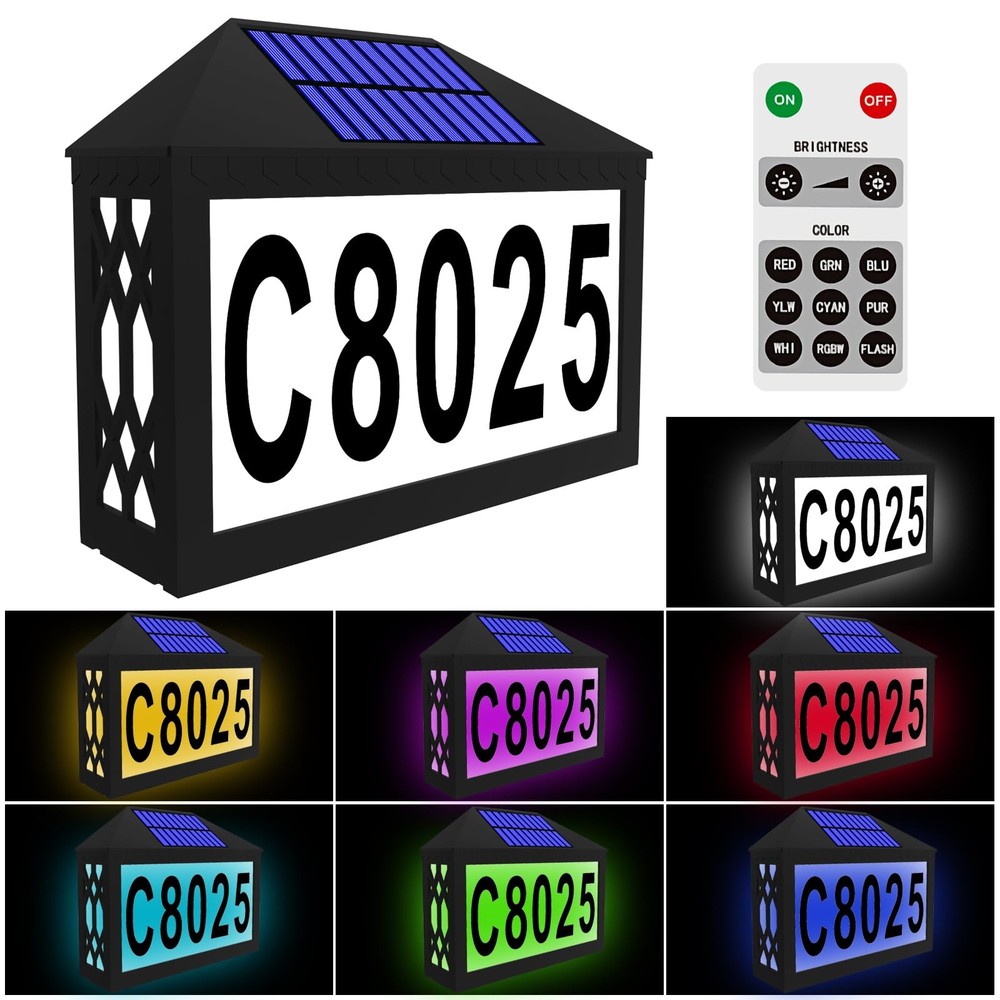 IVWVI Solar House Numbers, Lighted Address Number 7.3×5.7inch, Black