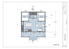 Cottage Tiny House Plan & Wood Cabin 3D images with PDF Blueprint