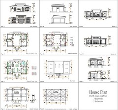 43×25 Feet House Plans 13×7.5 Meter 3 Beds 2 Baths Shed Roof PDF (A4 Hard Copy)