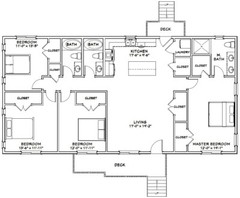 60×30 House — 4 bedroom 3 Bath — 1,800 sqft — PDF Floor Plan — Model 4E