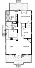 Craftsman Cottage House Plan – 2 Bed 1200 SF – Vacation Home Blueprints