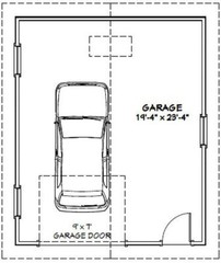 20×24 1-Car Garage — 480 sq ft — PDF Floor Plan — Model 3A