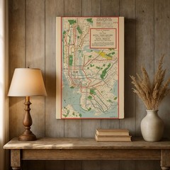 Rapid Transit Map of Greater New York Vintage Subway Rail Map Wall Art